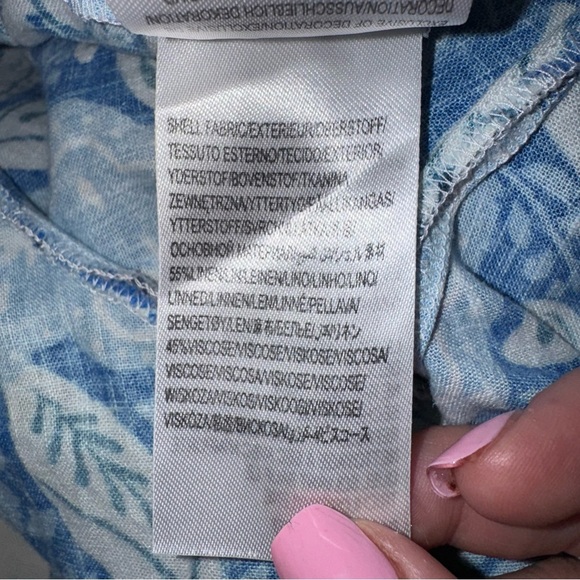 FARM Rio Full of Flowers Floral Jumpsuit Blue White Crochet Trim V Neck Boho - Picture 14 of 15